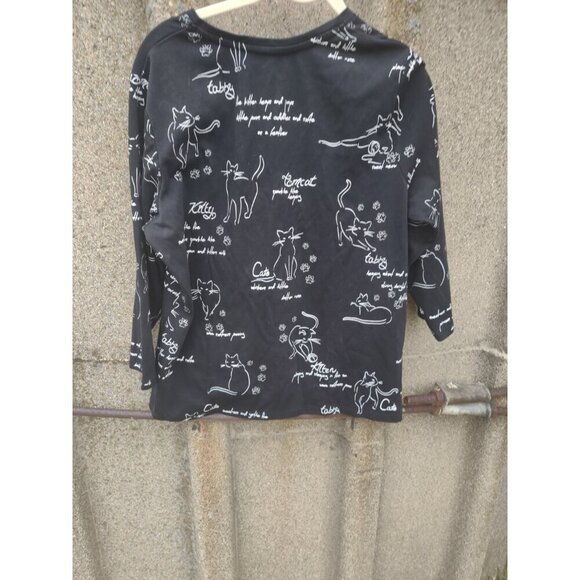 Alia Womens Top Cat Lovers Print with Rhinestones Size L - Picture 6 of 6